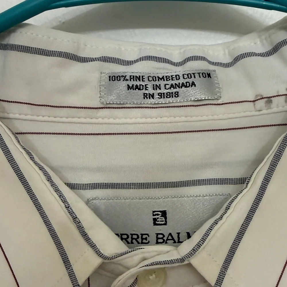 Vintage Pierre Balmain 17.5 34 Striped Dress Shirt Made In Canada XL - Picture 3 of 8